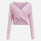 Shein Twist & Wrap Front Ribbed Sweater
