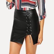 Shein Lace Up Front Zip Back Skirt