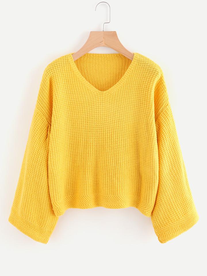 Shein V-neckline Drop Shoulder Textured Jumper