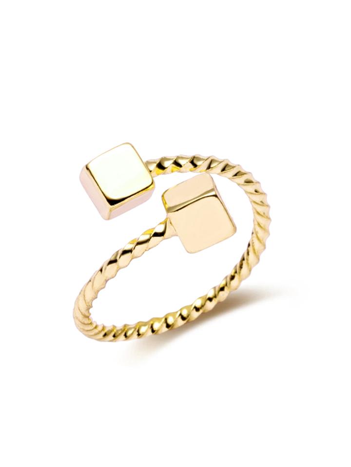 Shein Gold Plated Cube Twist Open Rings