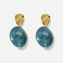 Shein Textured Metal & Stone Drop Earrings