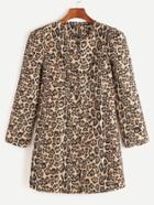Shein Yellow Leopard Print Single Breasted Coat
