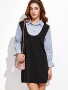 Shein Polka Dot 2 In 1 Contrast Shirt Dress