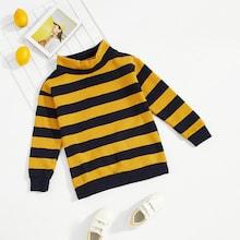 Shein Girls High Neck Striped Sweatshirt