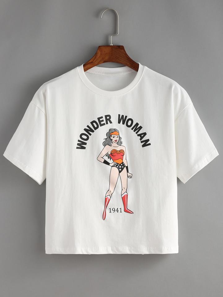 Shein Comic Print Simple T-shirt