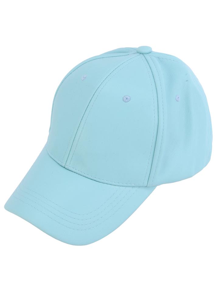 Shein Sky Blue Faux Leather Hip Hop Baseball Cap