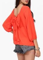 Rosewe Chic Open Back Three Quarter Sleeve T Shirt