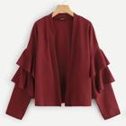 Shein Layered Ruffle Trim Open Front Coat