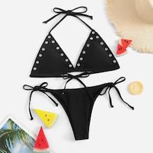 Shein Eyelash Tie Side Bikini Set