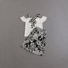Shein Girls Tie Neck Open Shoulder Top With Pants