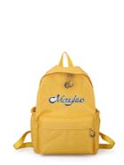 Shein Letter Embroidery Front Pocket Backpack