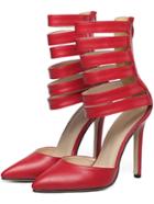 Shein Red Pointed Toe Straps High Stiletto Heel Sandals