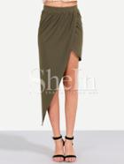 Shein Amry Green Asymmetrical Skirt