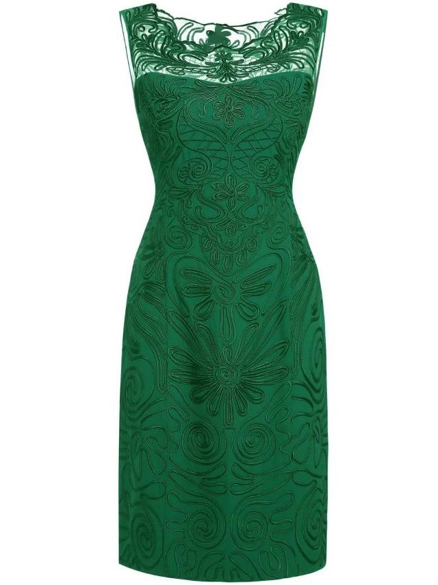 Shein Green Disc Flowers Sheath Dress