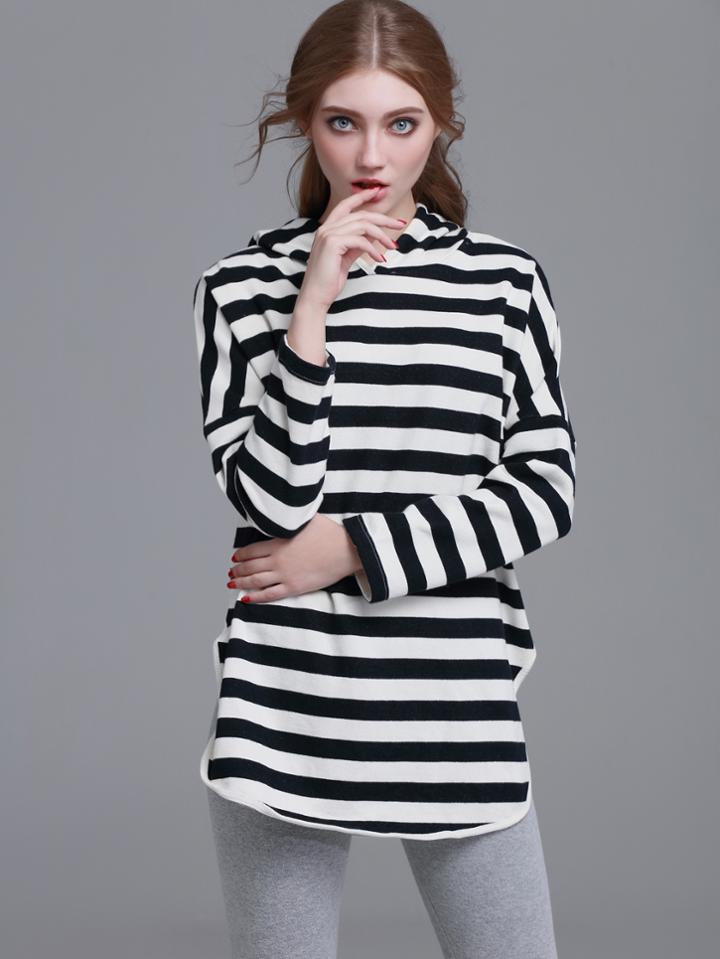 Shein Striped Split Side Hooded Sweatshirt