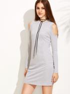 Shein Grey Open Shoulder Tee Dress