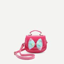 Shein Girls Lace Bow Front Pu Flap Bag