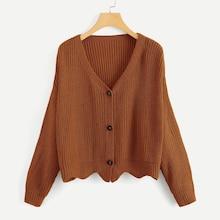 Shein Scallop Hem Cardigan