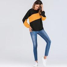 Shein Block Stripe Drop Shoulder Sweatshirt