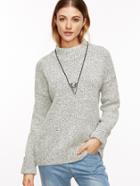 Shein Heather Grey Drop Shoulder Cuffed Sweater