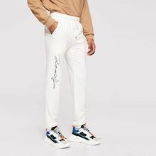 Shein Men Elastic Waist Letter Pants
