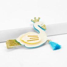 Shein Girls Swan & Tassel Decorated Glitter Hair Clip 1pc
