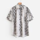 Shein Snakeskin Print Cuffed Shirt