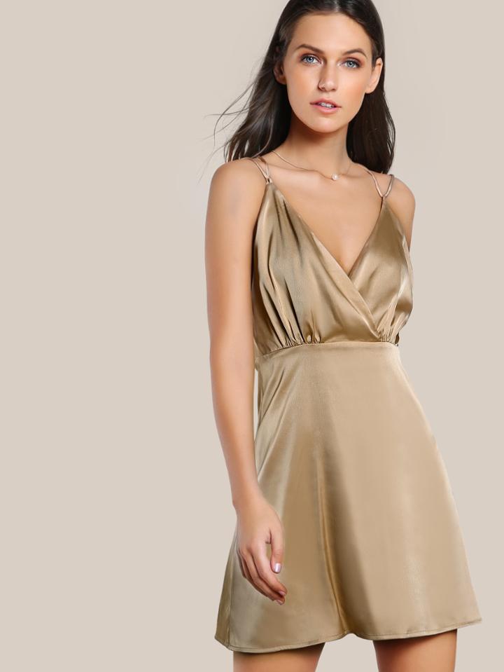 Shein Overlap Front Strappy Back Cami Dress
