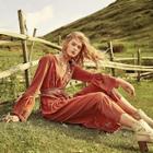 Shein Plunging Neck Tie Back Eyelet Embroidered Dress