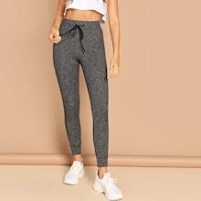 Shein Drawstring Waist Pocket Striped Leggings