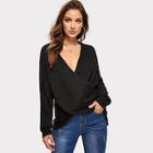 Shein Cross Wrap Draped Solid Sweater