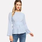 Shein Keyhole And Knot Back Striped Top