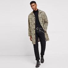 Shein Men Single Breasted Leopard Coat