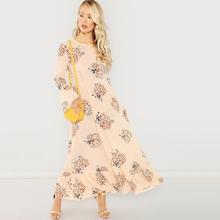 Shein Ruffle Hem Bell Sleeve Floral Dress