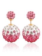 Shein Rhinestone Ball Double Sided Stud Earrings - Pink