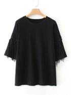 Shein Fringe Decor Plain Tee