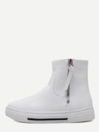 Shein White Side Zipper High Top Sneakers