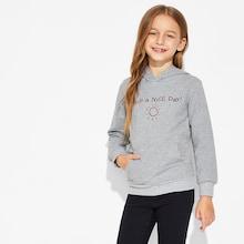 Shein Toddler Girls Letter & Sun Print Hoodie