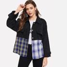 Shein Contrast Plaid Panel Jacket