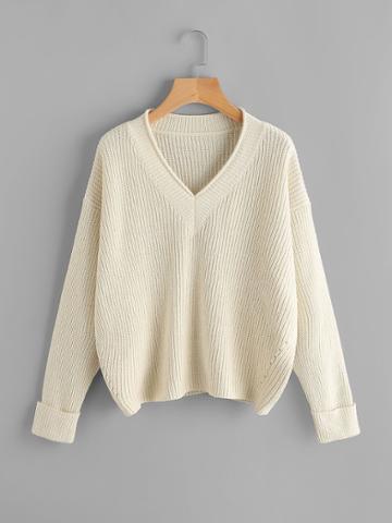 Shein Drop Shoulder Roll Sleeve Jumper