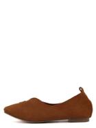 Shein Brown Faux Suede Almond Toe Flats