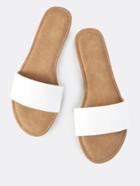 Shein Faux Leather Slip On Sandals White
