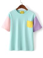 Shein Color-block Pocket T-shirt