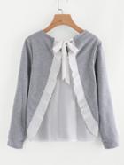 Shein Bow Tie Back Frill Trim Contrast Sweatshirt