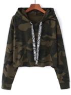 Shein Letter Ribbon Detail Camo Hoodie