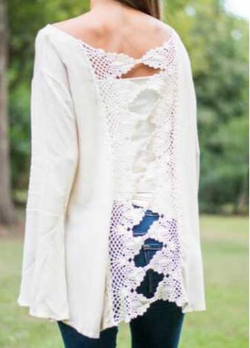 Rosewe Round Neck Flare Sleeve Asymmetric Blouse