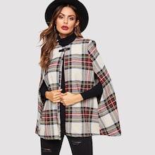 Shein Plaid Poncho Coat