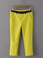 Shein Yellow Zipper Fly Pocket Pants