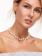 Shein White Faux Pearl Beaded Choker Necklace