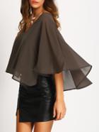 Shein V Neck Chiffon Cape Blouse